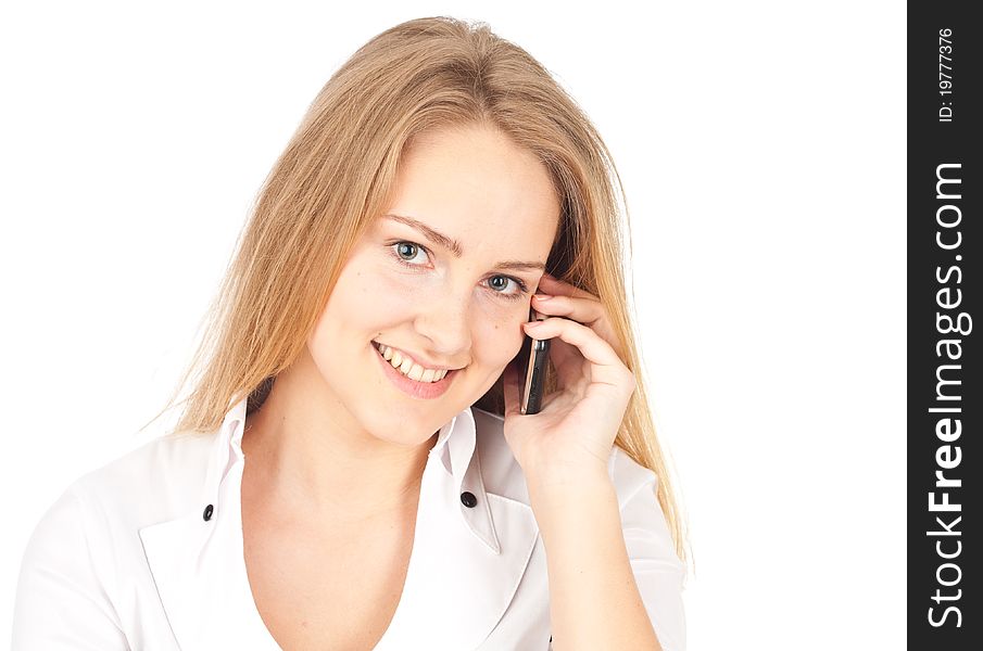 Attractive young business woman making a phone call