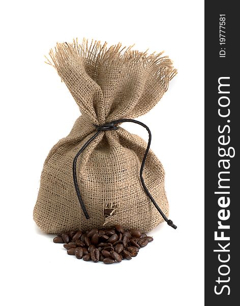 Scattered bag with coffee bean
