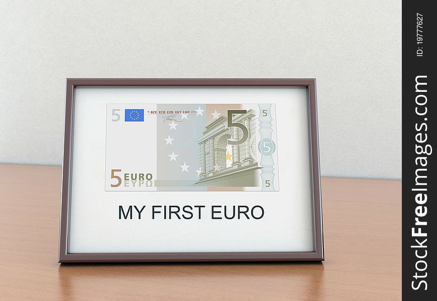 Five euro in the a frame