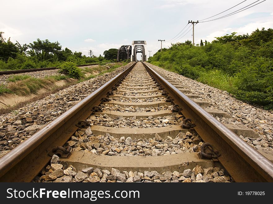 Railway Tracks In A Rural