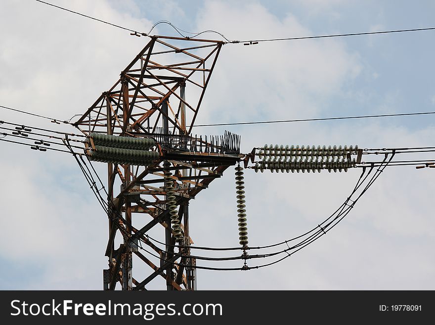 Detail of high voltage electricity pylon. Detail of high voltage electricity pylon