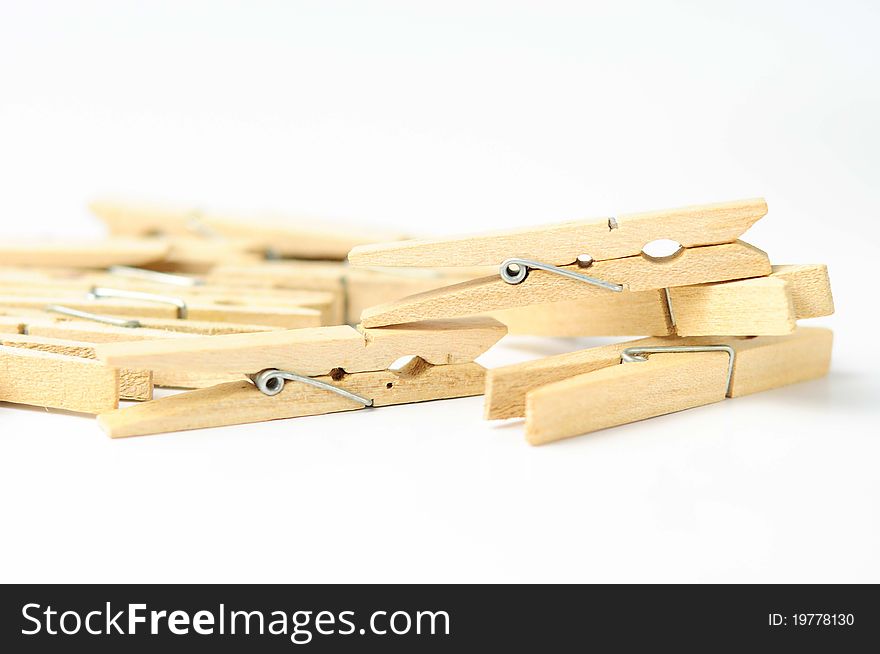 Wood Paperclip on white background