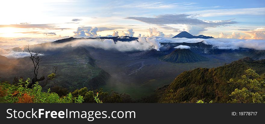 Beautiful panoramic volcano. Java Island in Indonesia. Beautiful panoramic volcano. Java Island in Indonesia