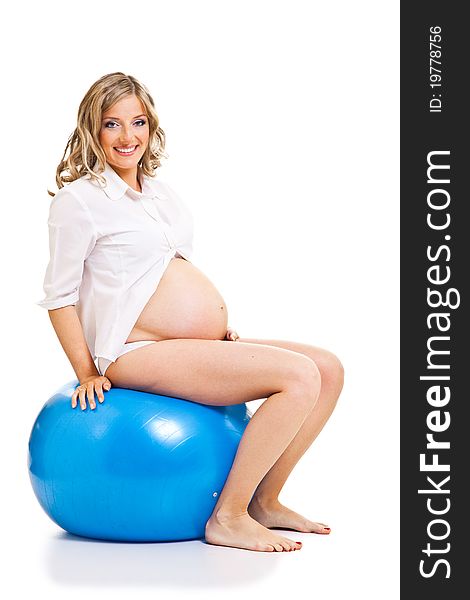 Pregnant woman with gymnastic ball