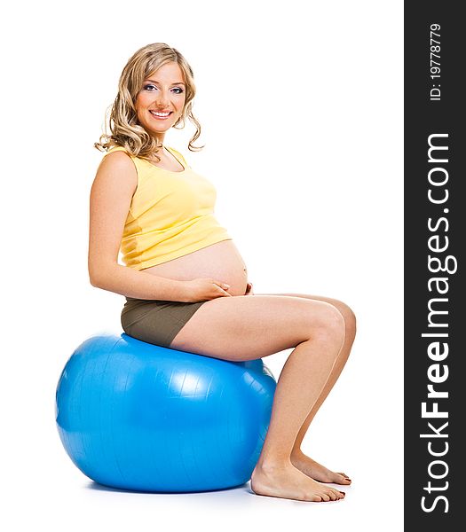 Pregnant Woman With Gymnastic Ball