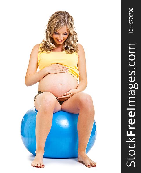 Pregnant woman with gymnastic ball