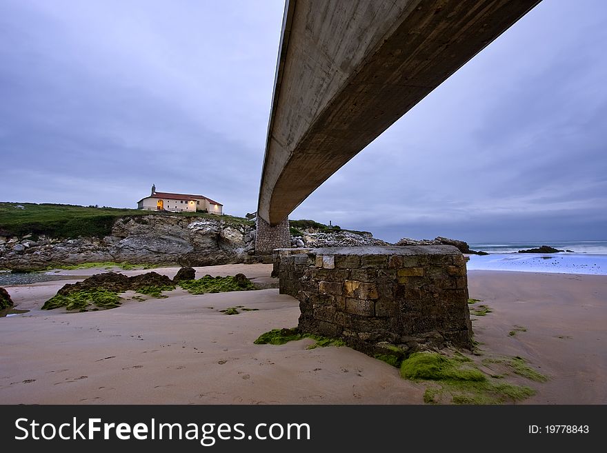 Under the bridge overlooking the chapel. Under the bridge overlooking the chapel