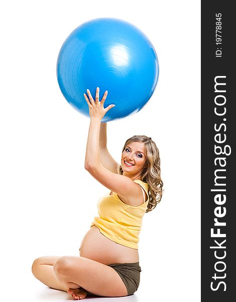 Pregnant Woman With Gymnastic Ball