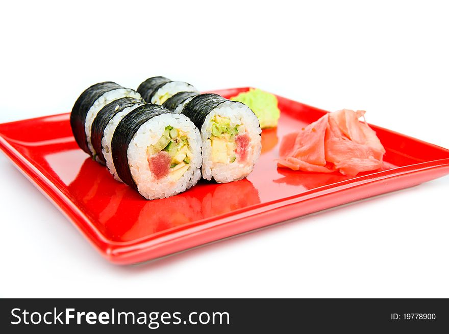 Sushi. Japanese rice, raw fish and seafood. Sushi. Japanese rice, raw fish and seafood