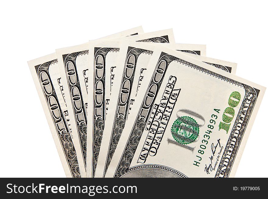 Cash american dollars on a white background