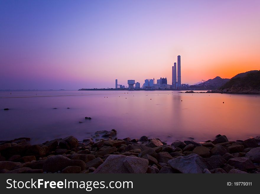 Sunset Over The Coast In Hong Kong