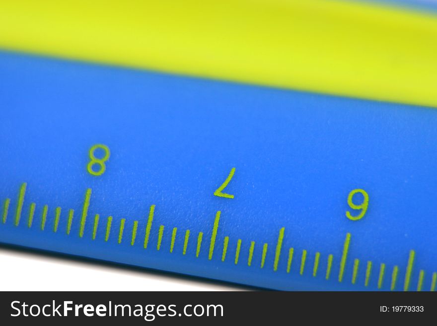 Extreme close up shot of blue color ruler. Extreme close up shot of blue color ruler