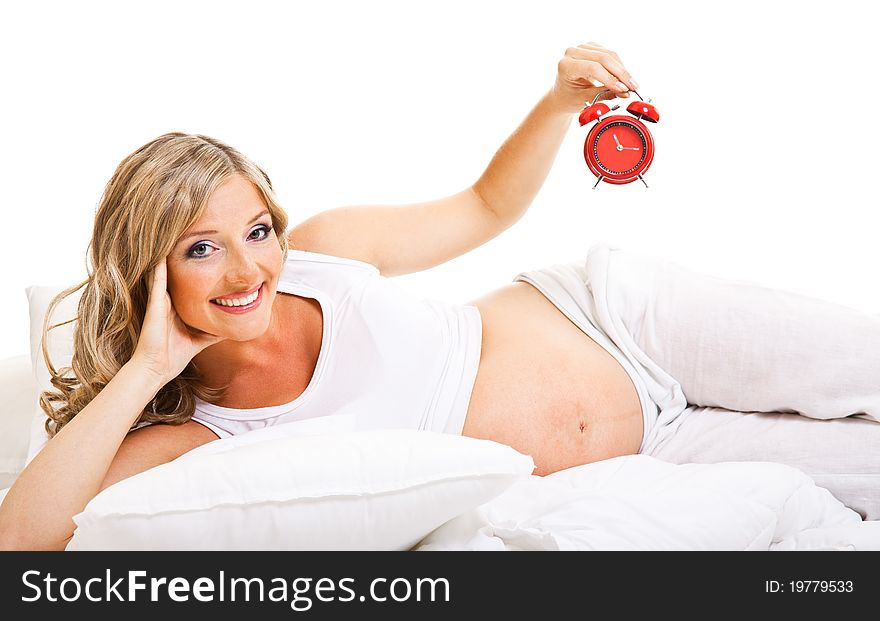 Pregnant Woman Isolated On White