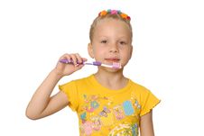 Girl With Tooth-brush. Royalty Free Stock Photos Girl With Tooth-brush. Royalty Free Stock Photos