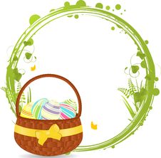 Easter Basket And Border Royalty Free Stock Images Easter Basket And Border Royalty Free Stock Images