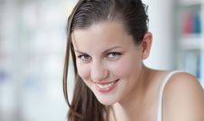 Pretty Female College Student In The Library Stock Images Pretty Female College Student In The Library Stock Images