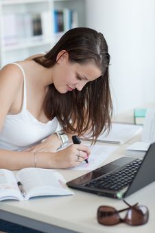 Pretty Female College Student In The Library Royalty Free Stock Photo Pretty Female College Student In The Library Royalty Free Stock Photo
