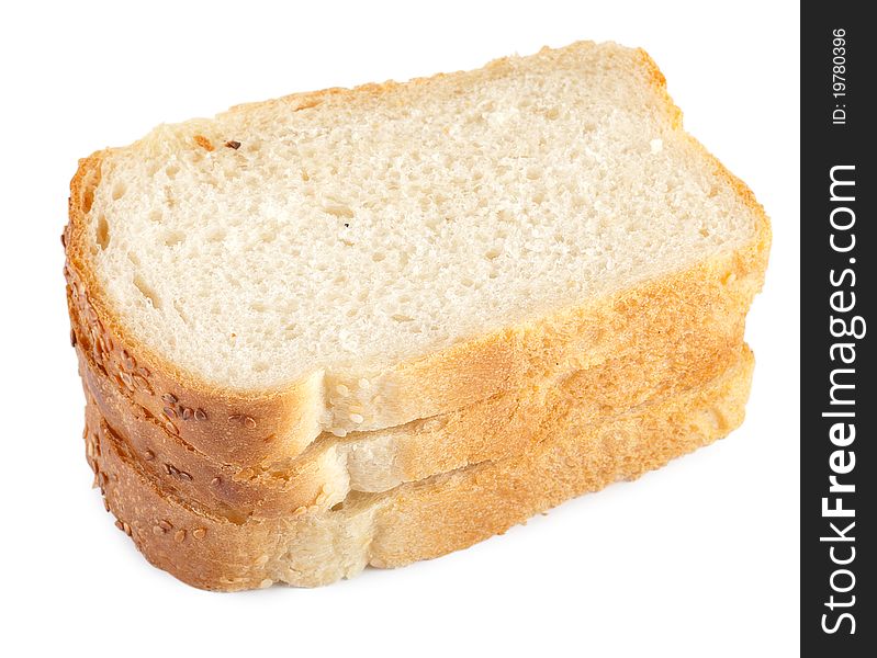 White bread isolated on a white background. White bread isolated on a white background