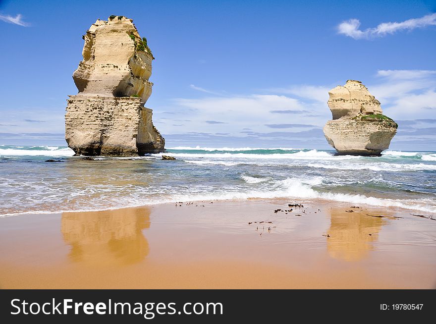 Gibson Steps and the Twelve Apostles along Great Ocean road. Gibson Steps and the Twelve Apostles along Great Ocean road