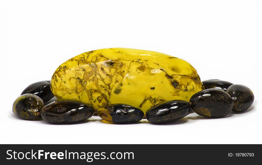 Nugget and beads of Baltic amber