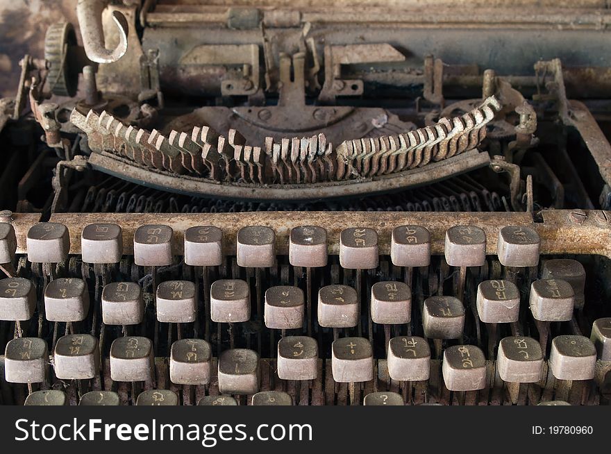 Front of Very old typewriter Thai keys