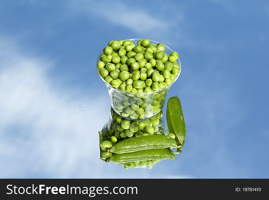 Fresh green peas from the garden