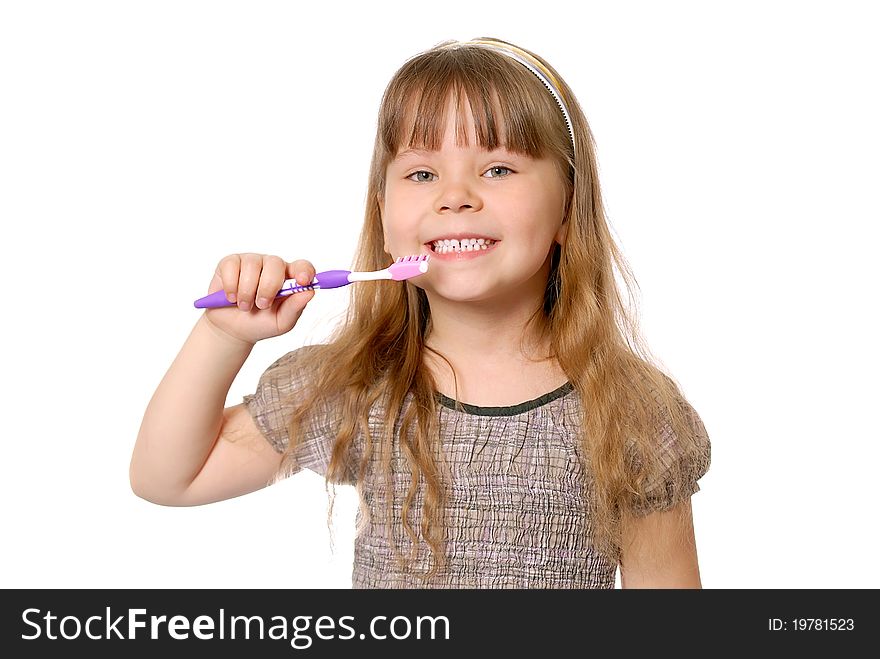 Girl with tooth-brush.