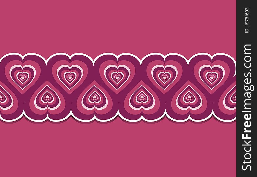 Pink retro valentine hearts border