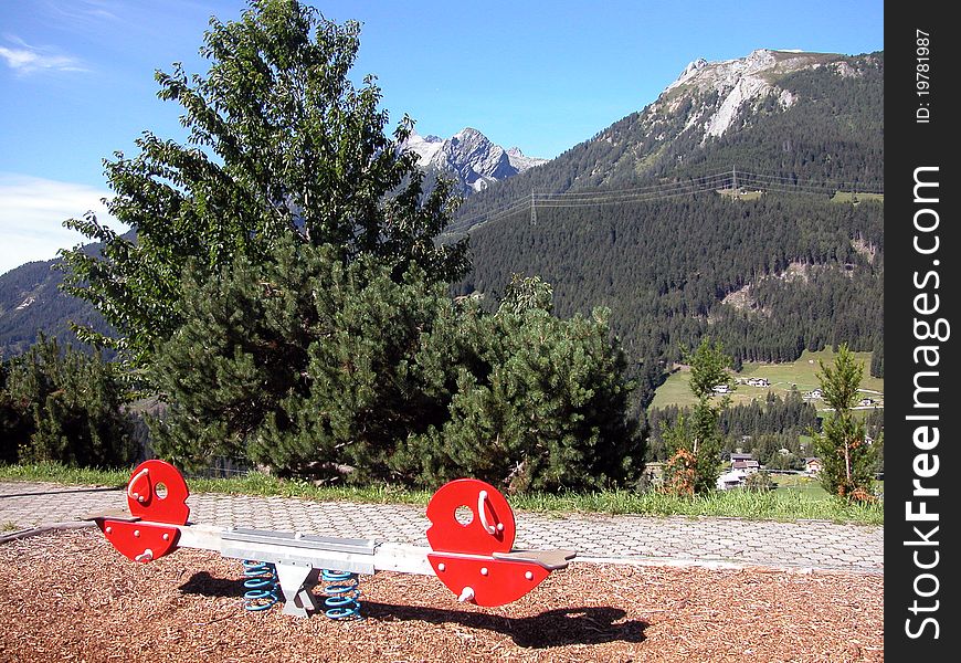 Playground for children in swiss alps mountain. Playground for children in swiss alps mountain