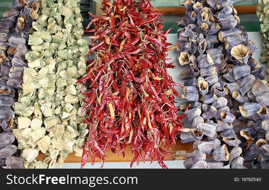 A view of dried vegetable. It's a popular food at winter in Anatolia.