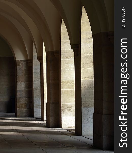 Part of the colonnade of Minoriten temple in Wien