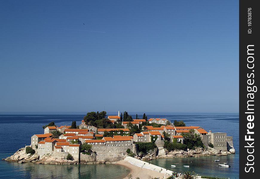 St. Stefan (Sveti Stefan) daytime clear sky. St. Stefan (Sveti Stefan) daytime clear sky