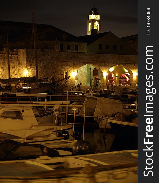 Dubrovnik Harbor At Night