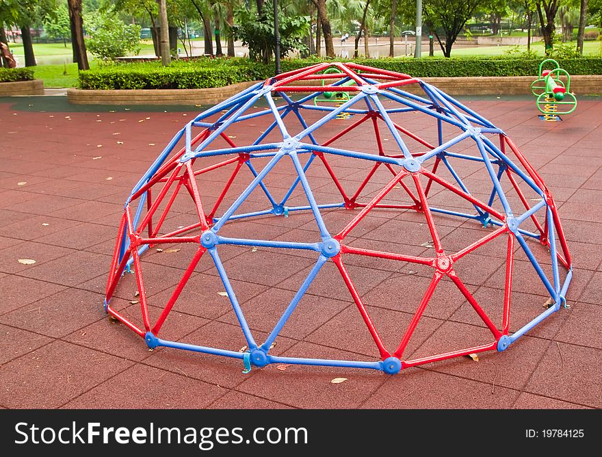 Colorful Playground in the park after raining