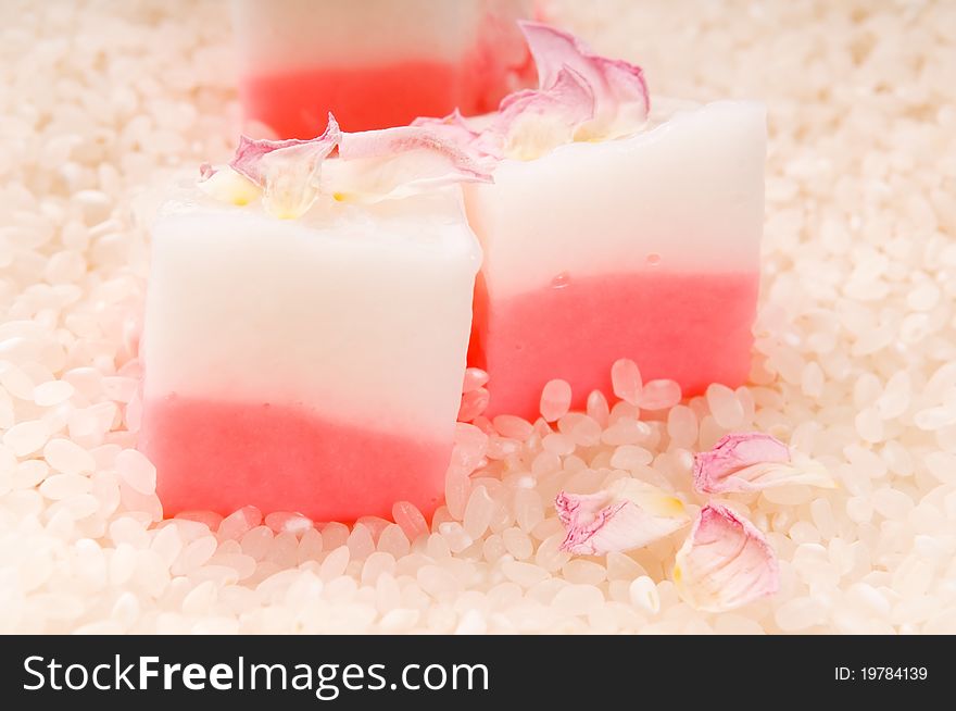 Japanese dessert, Mochi with rose. rice zen