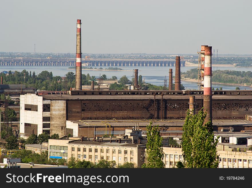 Heavy industry in Russia city of Volgograd.