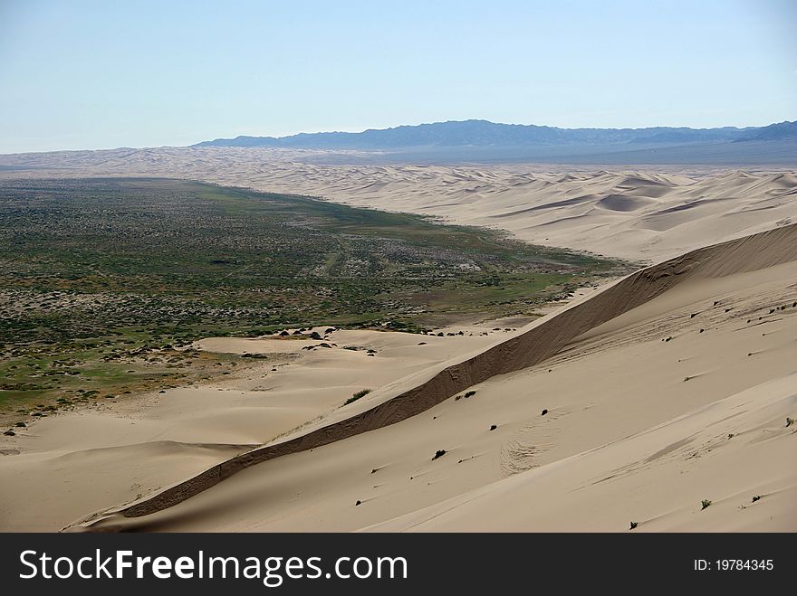 Sand dunes in the desert of Gobi in Mongolia. Sand dunes in the desert of Gobi in Mongolia