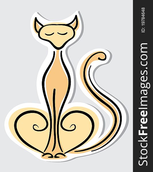 Sitting cat for your design. Sticker. Sitting cat for your design. Sticker