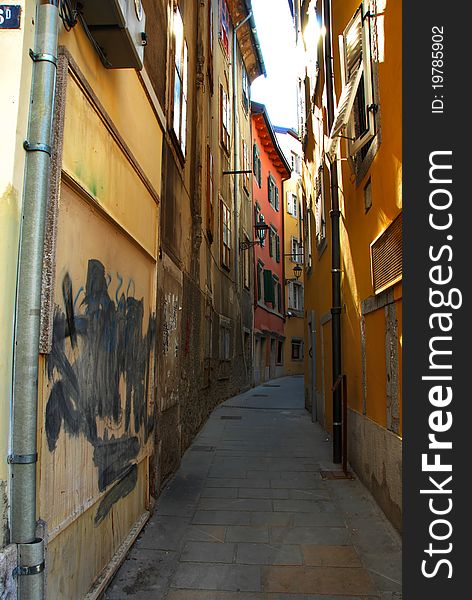 Street and architectural details of Trieste, Italy. Street and architectural details of Trieste, Italy