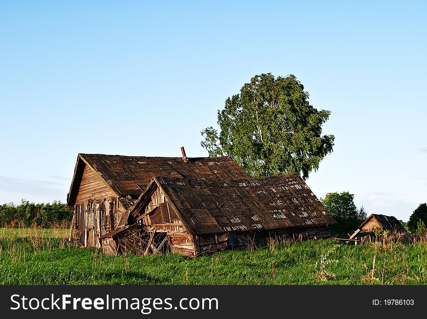 Abandoned old wooden houses in rural area