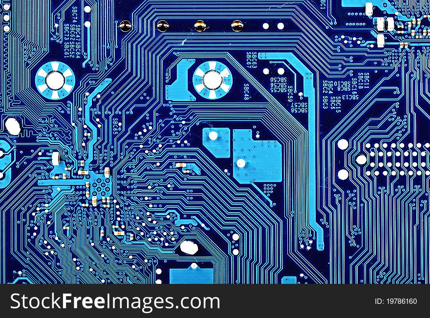 Close up of computer circuit board in black. Close up of computer circuit board in black
