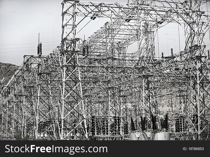 Very noisy background with electricity poles lined up. Very noisy background with electricity poles lined up