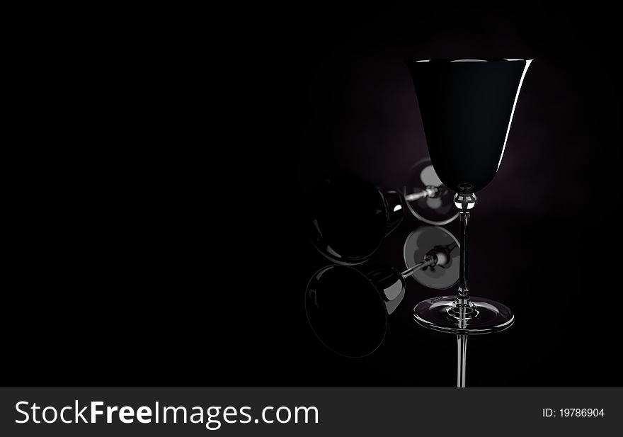 3d black wine glass