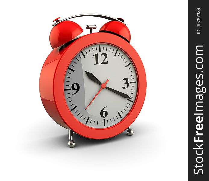 3d illustration of alarm clock over white background. 3d illustration of alarm clock over white background