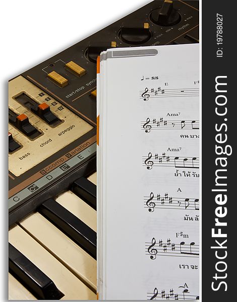 Electronic piano keyboard   with Music Score.