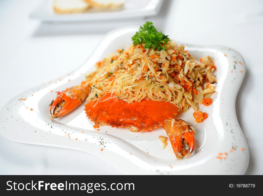Crab thaifood with noodle for eat