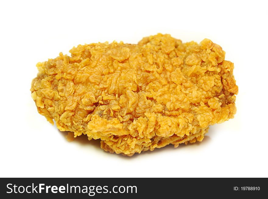 Crisp fried chicken on whiite background