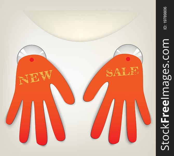 Two hands as stickers - sale new - orange