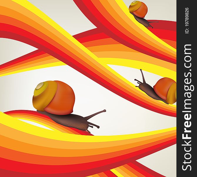 Abstract background with snails - orange red