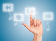Hand Pressing Button Play Royalty Free Stock Photography Hand Pressing Button Play Royalty Free Stock Photography